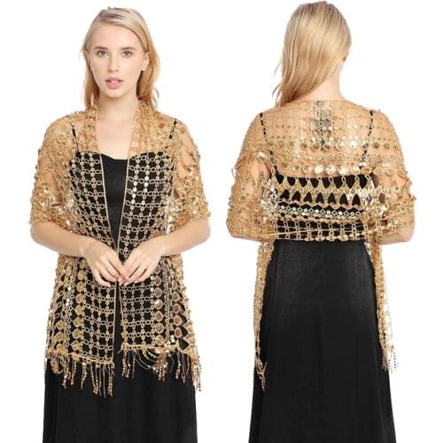 Evening Dresses Shawls & Wraps Women Sequins glitter Scarf Wedding Cape Bridesmaid bride dress shawl foulard femme ladies shawls