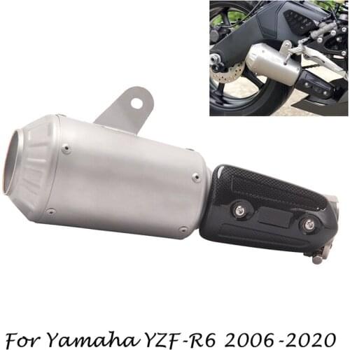 Slip for Yamaha YZF R6 Motorcycle System Escape Pipe Exhaust Muffler Tip Mid Tail Link Pipe 2006-2020