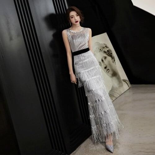 New Fishtail Fringed Evening Dress Temperament Long Evening Dress Formal Dresses Evening Gown Mermaid Dress Vestidos De Fiesta