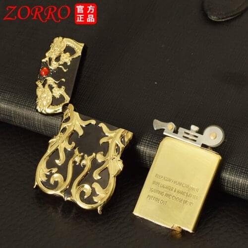 Zorro Luxury Chinese dragon Retro Metal grinding wheel kerosene lighter mens gift