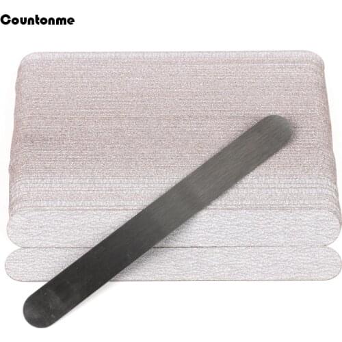 100Pcs/Set Grey Removable Replacement SandPaper Buffer Pads With Metal Handle Double Sided Nail Art Files Manicure Salon Tools