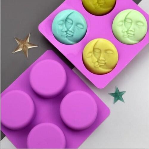 4-hole round double Couples face DIY essential oil soap mold Aromatherapy Plaster Mold Silicone Cake Mold