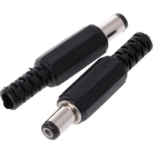 5 Pcs 5.5mm x 2.1mm Male DC Power Plug Connector+5 Pcs Screw Lock Female Panel Socket Mount Adapter New