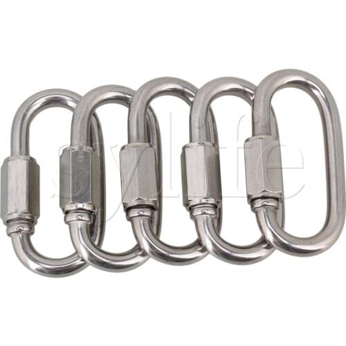 5pcs Multifunctional Stainless Steel Quick Oval Screwlock Link Lock Carabiner M5
