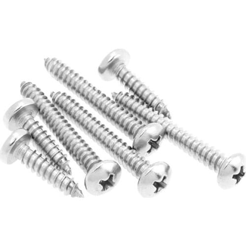 50Pcs M2.2M3M3.5mm 304 stainless steel disc head/round head tapping screw*13/16/19/25