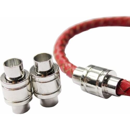 AaaZee 3 Sets 6mm Hole Silver Magnetic Clasp, 20mm Long with Safe Bar