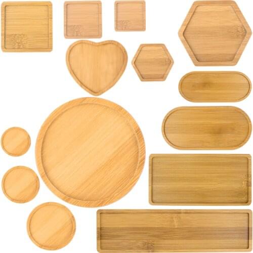 WITUSE Bamboo Round Square Bowls Plates For Succulents Pots Trays Base Stander Garden Decor Flower Stand Plant Stand Bambu