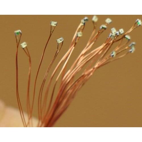 C0402 20pcs 0402 SMD LED Model Train HO N OO Scale Pre-soldered micro litz wired LED leads 7 different Colors