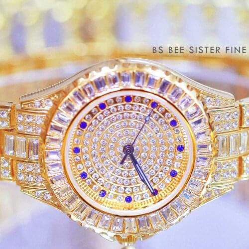 New Product To Luxury Crystal Big Dial Gold Silver Watch for Women Korean Quartz Waterproof Gem Clock Montre Femme Gifts