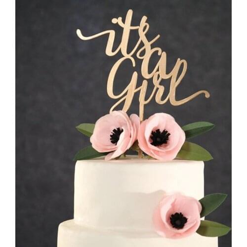 Its a Girl Happy Birthday Cake Topper,A Girl Baby Shower Birthday Festival Party Baking Cake Topper Decor Supplies,Unique Topper