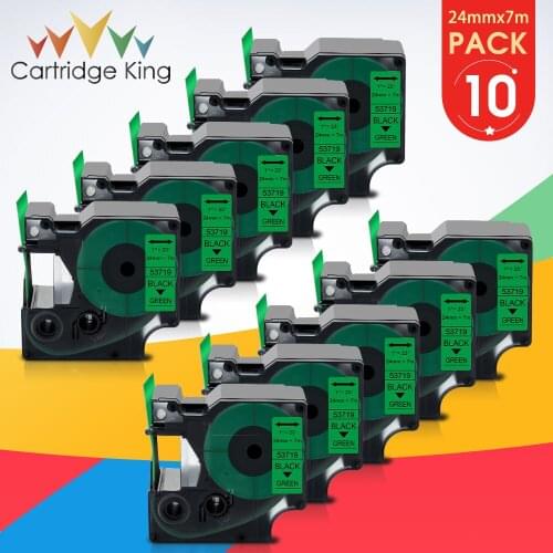 10PK 24mm Label for DYMO D1 53719 Black on Green D1 Dymo Labels Tape Compatible for Dymo LabelManager LabelWriter Prinetr Maker