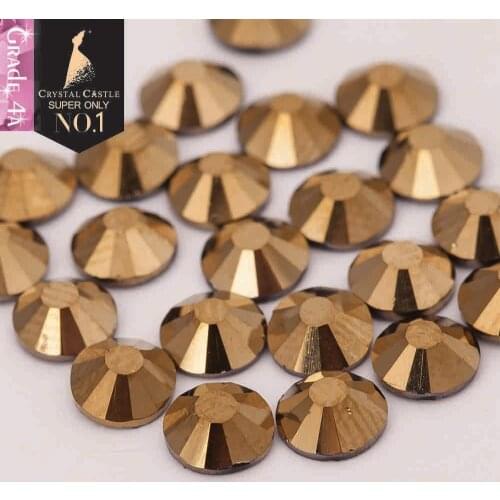 Crystal Castle 4A glass flatback rhinestone Dorado non hot fix crystal none glue no hotfix strass rhinestones for nail