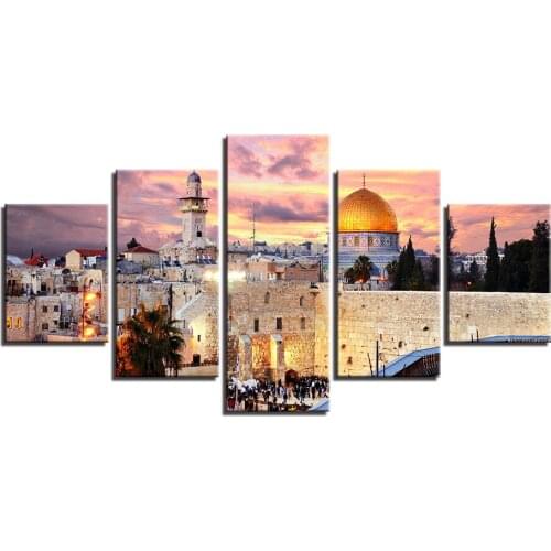 Canvas Painting HD Tel Aviv Israel Attractions 5 Piece landscape Wallpapers Poster Modular art painting Home Decor frame
