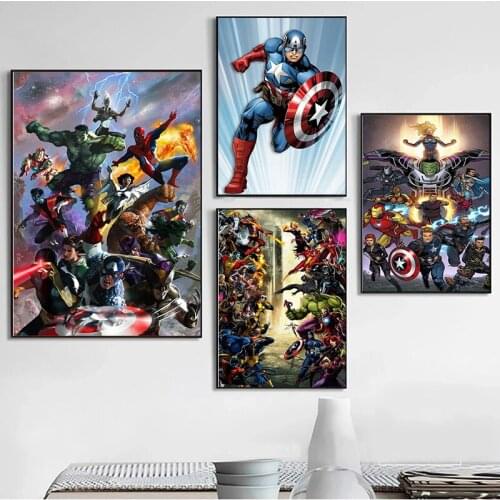 Nordic Modern Street Graffiti Art Canvas Painting Wall Art Marvel Avengers Superhero Poster and Print Picture Home Decor