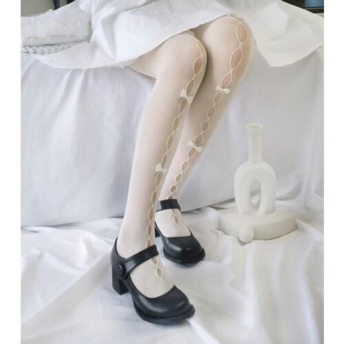 Lolita Tights Flower Marriage Handmade Bowknot Hollow Lace Pantyhose Beautiful Girl Japanese Cute Calf Socks Stockings Women