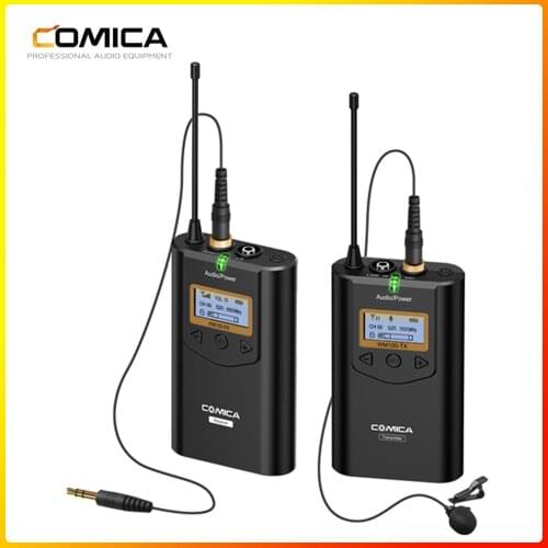 Comica CVM-WM100 UHF 48 Channels Wireless Lavalier Lapel Microphone System for Canon Nikon Sony DSLR Cameras/ Smartphones etc
