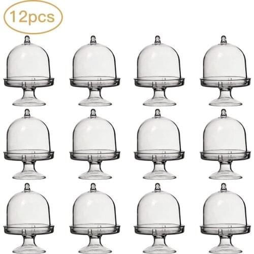 12pcs PVC Candy Box Wedding Decoration Gift Boxes Tray Shape Clear Gold Candy Boxes Party Favor Transparent Cake Box