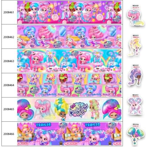 Rainbow Cartoon Girls Printed 10Yards 25mm/38mm/50mm/75mm Grosgrain/Satin Ribbon,Acrylic Planar Flatback Resins 30 pcs 200846
