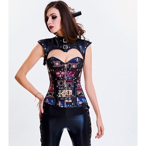 Sexy Steampunk Gothic Clothing Shapers Bustiers Waist Trainer Corset Underbust Leather Slimming Party Corsets And Bustiers