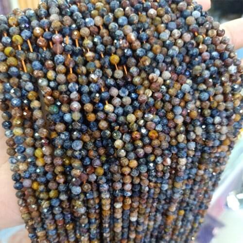 4mm 5mm Faceted Natural Pietersite Stone Beads Round Loose Peterstone Gem Stone Beads For Jewelry Making DIY Strand 15