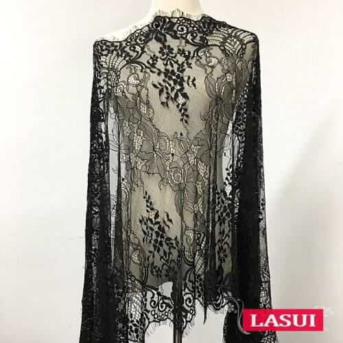 LASUI C0315 NEW 67 cm*3 meters=1 piece white,black DIY Weedding dress ,veil decoration Exquisite Eyelash French Lace Fabric