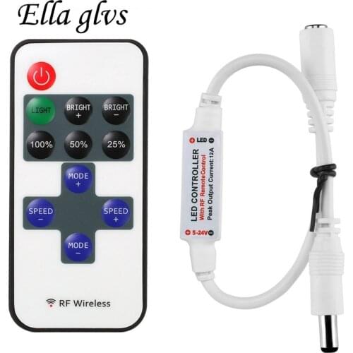 Mini RF Wireless 11keys LED Strip Controller DC12-24V For Single Color LED Strip