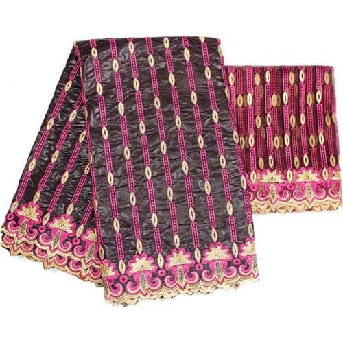 2021 New Design African Bazin Riche Tissues Lace Fabric Embroidered Brocade Fabrics High Quality French Tulle Lace 5+2 yards/lot