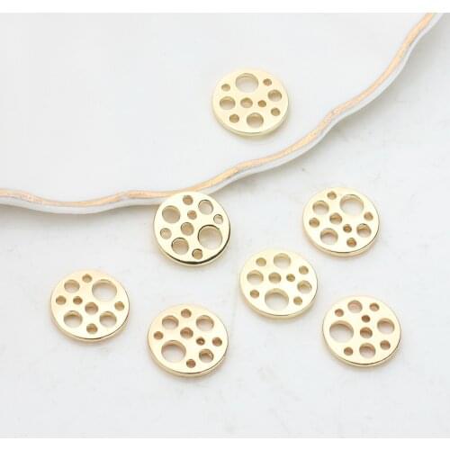 Zinc Alloy Charms Golden Flat Round Shape Connector Charms 13mm 10pcs/lot For DIY Tassel Earrings Jewelry Making Accessories