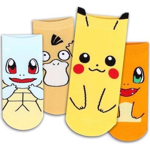 Pokemon Pikachu Socks Anime Cartoon Character Cute Style Sports Socks Soft and Comfortable Socks Children Unisex Socks
