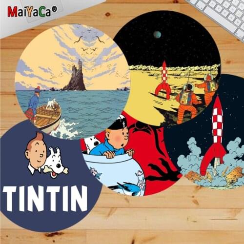 The Adventures of Tintin Beautiful Anime round Mouse Mat computer desk mat for gaming
