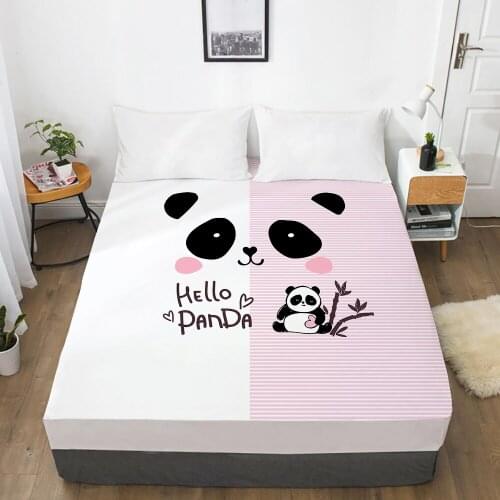 Cartoon Childrens Elastic fitted sheet bed sheet With An Elastic Band Mattress Cover Bed cover for kids baby Panda pink