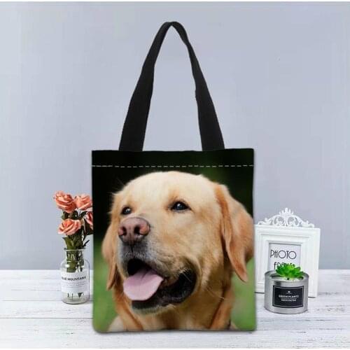 Labrador Dog Handbag Foldable Shopping Bag Reusable Eco Large Unisex Canvas Fabric Shoulder Bags Tote Grocery Cloth Pouch 1208