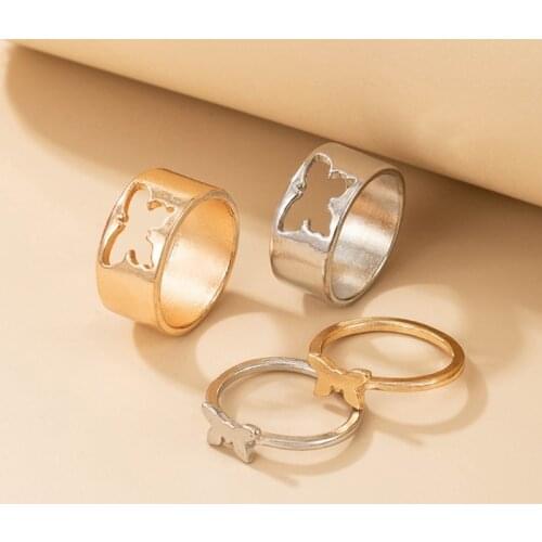 Vintage Hollow Exaggeration Large Butterfly Rings Women Girl Fashion Retro For Women Men Couples Matching Best Friend