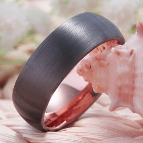 Tungsten Wedding Band Ring 4mm /6mm/8mm Men Women 18k Rose Yellow Gold Plated Gunmetal Color Brushed