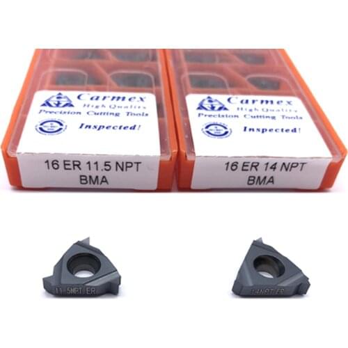 10PCS 16ER 16IR 11.5NPT 14NPT 18NPT BMA Internal Thread Turning Tools Carbide insert Lathe cutter Tool Carmex Brand