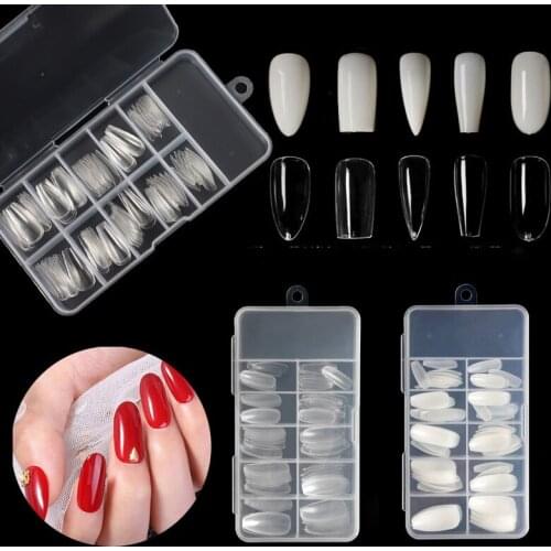 100pcs/box Full Cover Fake Nail Artificial Press on Long Ballerina Clear/Natural/white False Coffin Nails Art Tips Manicure Tool