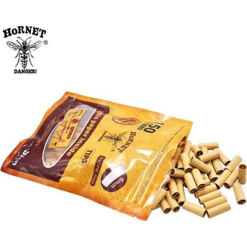 HORNET DANGER 150pcs /120pcsNatural Unrefined Per Rolled Tips Natural Gum 6MM Slim Rolled Rolling Filter Tips Paper