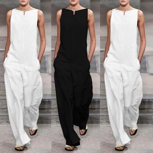 2020 Hot Sale Off Shoulder Jumpsuits Summer Sleeveless Wide Leg Pants Elegant Lady Casual Rompers White Black