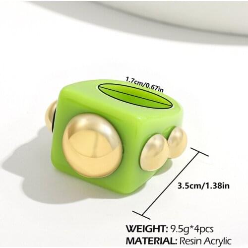 634D Thick Resin Ring Y2k Style Vintage Acrylic Ring Childrens Ring Vintage Transparent Handmade Fashion Ring Ladies Girl