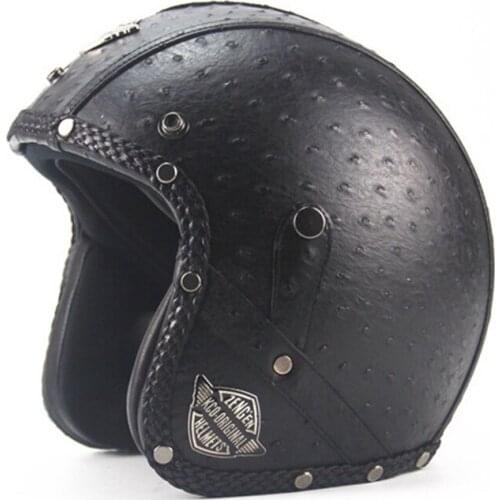 Free shipping 1pcs 3/4 Open Face Motorcycle Capacete Moto Leather Helmet Scooter Vintage Motorcycle Helmet