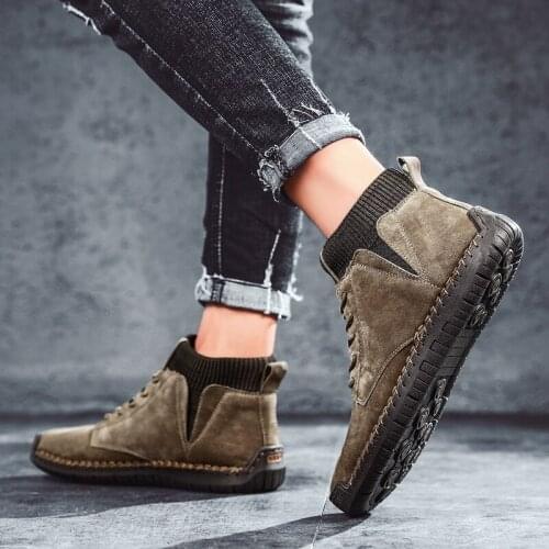 Boot Leather Man Mens Casual Wear Mens Brown Boots Home Desert Men Leisure Shoes Fashion Italian Leather For Loafers