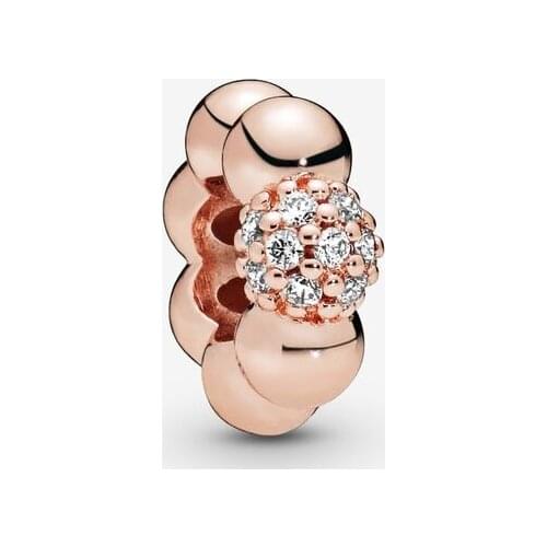 925 Sterling Silver Beads Free Shipping Rose Golden Bead Spacer Charm Fit Original Pandora Bracelets DIY Women Fashion Jewelry