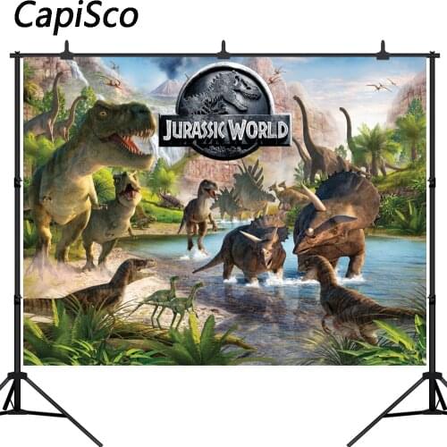 Capisco Jurassic World Dinosaur Park Backdrop Photography Child Birthday Party Banner Baby Shower Background Photo Studio Prop