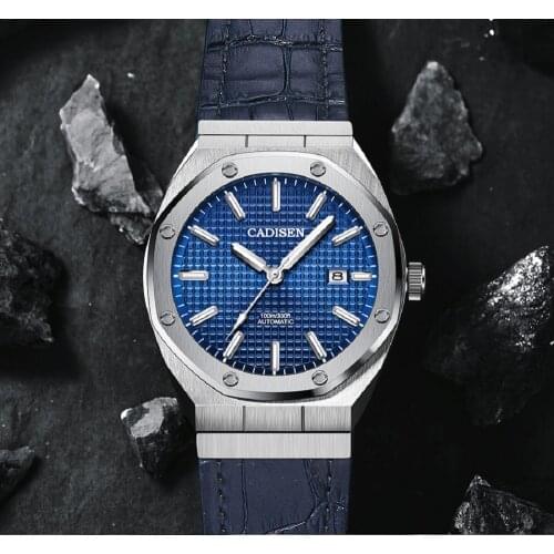 CADISEN Mechanical Automatic Mens Watch Seiko-NH35A Movement Watches Men 100M Diving Stainless Steel Wrist Watches reloj hombre