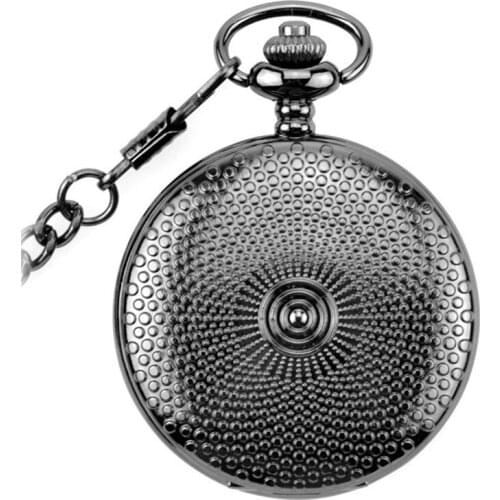 Black Vintage Pocket Watch Mechanical Men Women Necklace Pocket Watch With Chain Male Clock nightmare before christmas Gifts