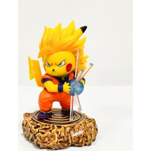 Dragon Ball Super Pikachu Cos Goku Super Saiyan 3 PVC Action Figures Toy 120mm Dragon Ball Z Son Goku Anime Figurine Toys