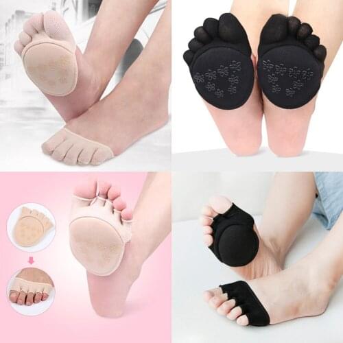 Giraffita Newly Sweat Absorb Invisible Soft Foot Care Pad Women Forefoot Nursing Pad Open Toe Socks