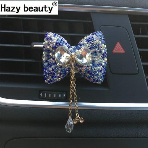 Hazy beauty Diamond Bow Automobile Air-conditioning Decoration Car Air Freshener Perfumes 100 Original styling Car Ornament