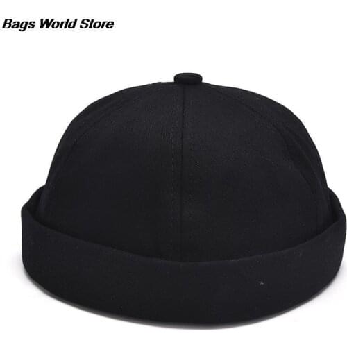 New Adjustable Brimless Landlord Hat Womens Docker Sailor Biker Cap Casual Skull Loop Beanie Hat Solid Hat Summer Hats