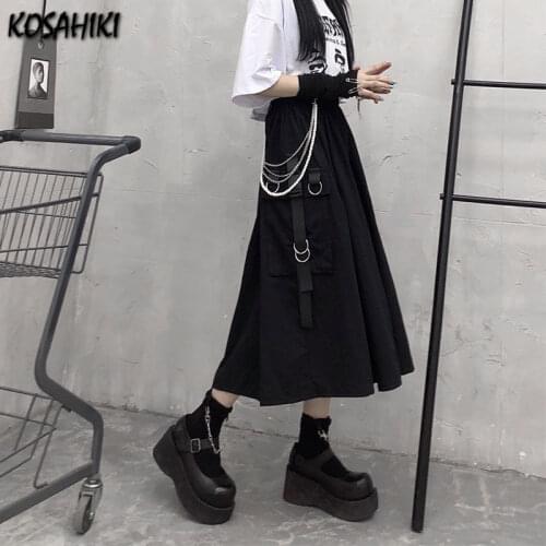 KOSAHIKI New Style Summer Women Skirt Harajuku Gothic Black White Sexy High Waist Pleated Skirt Punk Girls Short Skirts Mujer